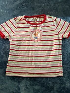 Hot Topic Red Pink Striped Short Sleeve Tee